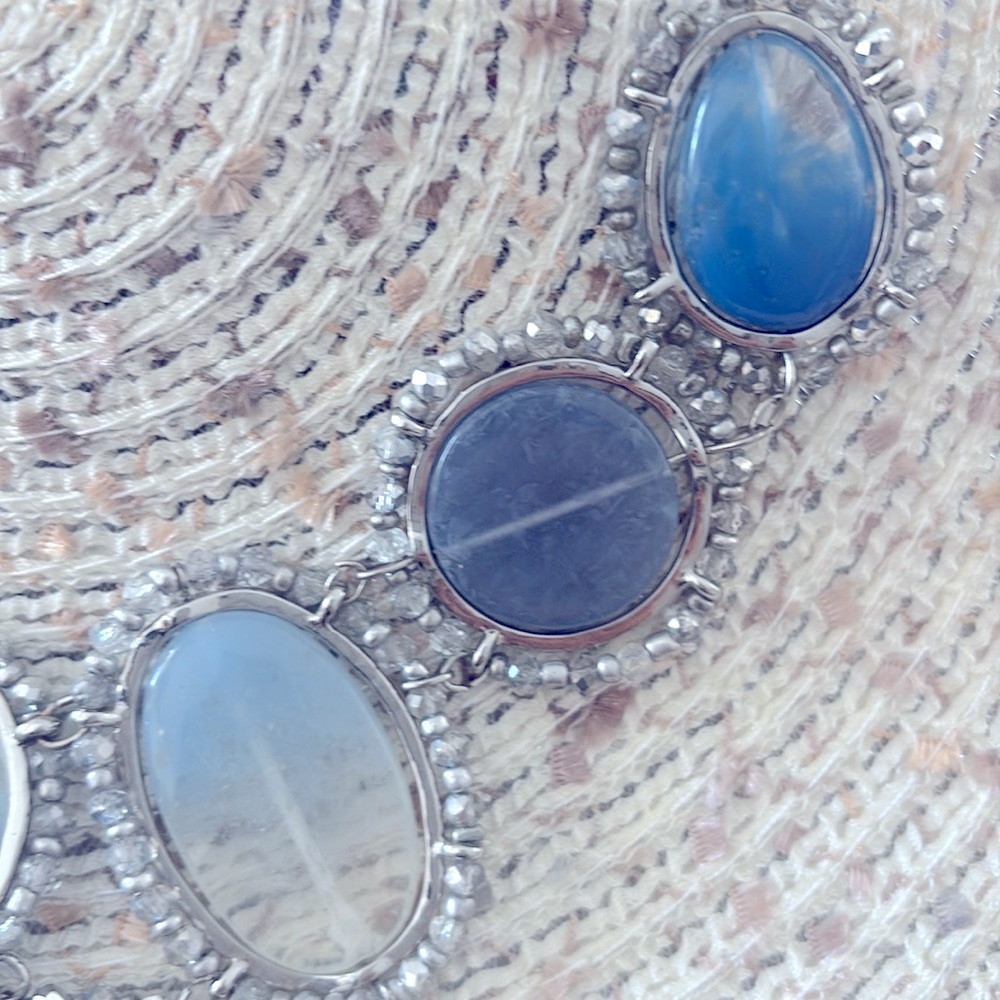 Chicos Elegant Blue And Silver Statement Necklace - image 3